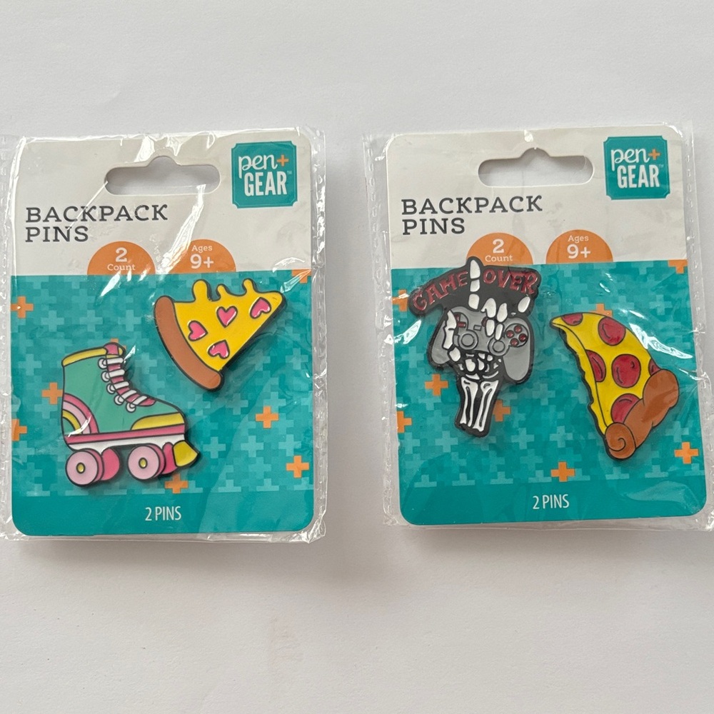 Backpack Pins - Fun and Colorful Set pizza gaming roller skate